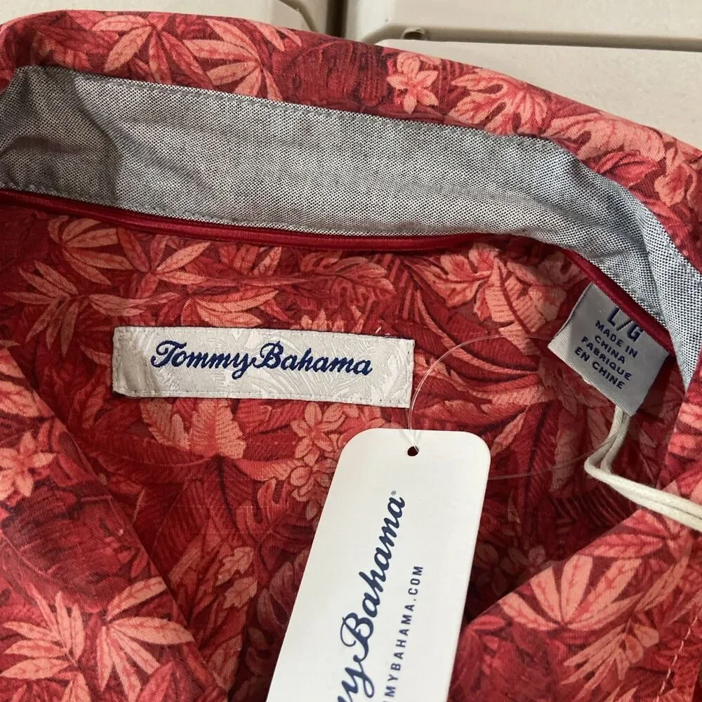 NWT Tommy Bahama Sport Jungle Shade Silk Sacramento City Baseball Red Large